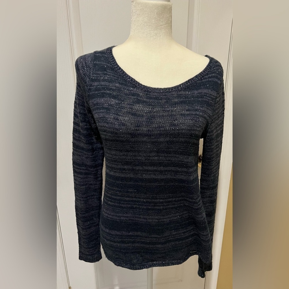 Women's Hollister Navy Blue Glitter Shimmer Lace Style Back Lace - small